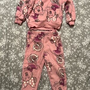 Disney Kids Pink Minnie Mouse Jogger Set